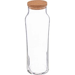 Secret de Gourmet Water Karaf met afsluitdop van kurk - glas - 1 Liter - schenkkan - Karaffen