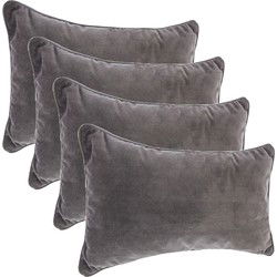 Atmosphera Bank/sierkussens huiskamer Sophia - 4x - 30 x 50 cm - Donkergrijs - polyester - met rits - Sierkussens