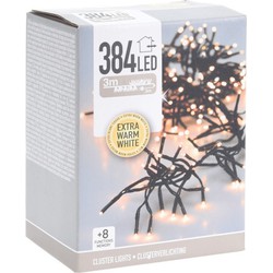 Clusterverlichting zwart snoer buiten 384 lampjes warm wit 300 cm - Kerstverlichting kerstboom