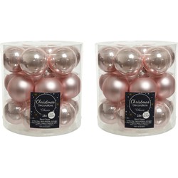 54x stuks kleine glazen kerstballen lichtroze (blush) 4 cm mat/glans - Kerstbal