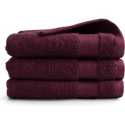 DoubleDry Hotel Badhanddoeken 70 x 140 cm – Set van 3 – 100% Katoen 500 g/m2 – Zacht & Absorberend -  Bordeaux Rood