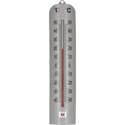 Lifetime Garden zon/Schaduw thermometer zilver voor buiten 27 cm kunststof - Buitenthermometers