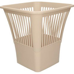 PlasticForte Afvalemmer - plastic - beige - 30 cm - vierkant - Prullenmanden