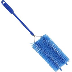 Gerimport Radiatorborstel - dubbele borstel - 47 cm - kunststof - blauw - schoonmaakborstel/rager verwarming - plumeaus