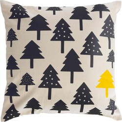 Kave Home - Saori 100% biologisch katoenen (GOTS) kleine bomen kussenhoes in zwart 45 x 45 cm