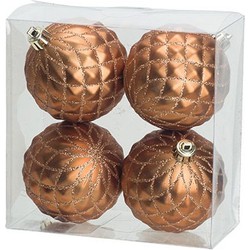 Kerstversiering/kerstdecoratie kerstballen koper 8 cm 4x - Kerstbal