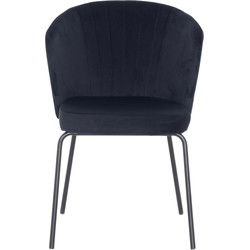 Stoel Zwart Velvet - Metaal - 61.5x57.5x80 - Mendy - Giga Meubel - Set van 2