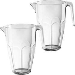 2x Bier pitcher/schenkkan van onbreekbaar transparant kunststof - Schenkkannen