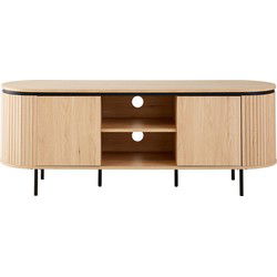 Tv-meubel met 2 deuren en zijkanten met groefeffect L150 cm - MALAGA