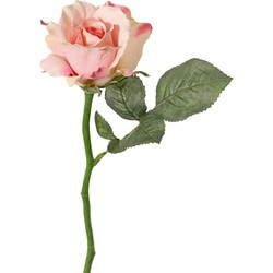 Topart Kunstbloem roos de luxe - roze - 30 cm - kunststof steel - decoratie - Kunstbloemen