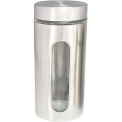 Voorraadpot - 2,2 liter - glas met RVS - bewaarpot - 10 x 22 cm - Voorraadpot