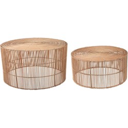 Kave Home - Salontafels Elmima set van 2 in 100% rotan met natuurlijke finish Ø 66 cm en Ø 55 cm