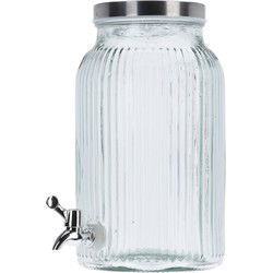 4goodz Glazen Sapkan Geribbeld glas - Limonadetap met kraan - 4 ltr