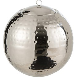 J-line - Drijvende Brander Bol Gehamerd Stainless Steel Zilver - 20x20x23cm