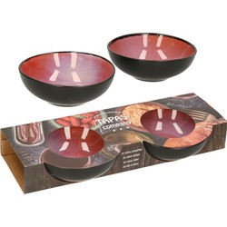 Svenska living Tapas schaaltjes - 2x - zwart/roze - aardewerk - 12 x 4 cm - Snack en tapasschalen