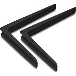 Set van 4x stuks planksteunen/ plankdragers zwart gelakt aluminium 15 x 20 cm tot 50 kilo - Plankdragers