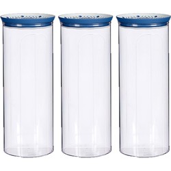 5x stuks kunststof voorraadpot/bewaarpot transparant met deksel L12 x B12 x H28 cm - 2200 ML - Voorraadpot