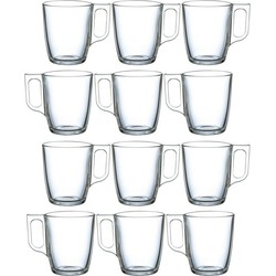 Lunminarc Theeglazen met oor set 12x stuks 250 ml - Koffie- en theeglazen