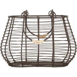 Clayre & Eef Opbergmand 25x16x17/28 cm Bruin Metaal Keuken Mandjes