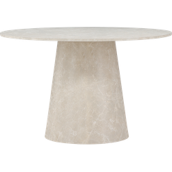 Trude houten eettafel beige marmerlook - Ø 120 cm