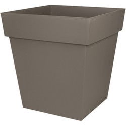 EDA Bloempot Toscane - vierkant - taupe - kunststof - 32x32x32 cm - Plantenpotten