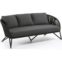 Kave Home - Branzie 3-zitsbank in zwart touw 180 cm