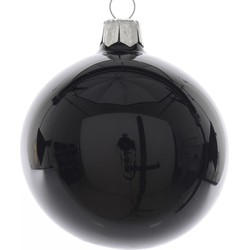 Kerstballen glas glans 15 cm zwart