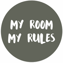 Label2X Muurcirkel kids my room my rules groen 140 cm / Forex - 140 cm