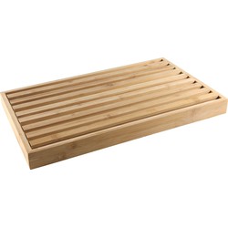Bamboe houten brood snijplank met kruimel opvangbak bruin 38 cm - Snijplanken