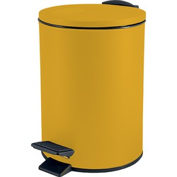Spirella Pedaalemmer Cannes - safraan geel - 5 liter - metaal - L20 x H27 cm - soft-close - toilet/badkamer - Pedaalemmers