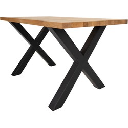 Eettafel Rover eikenhout X-poot zwart