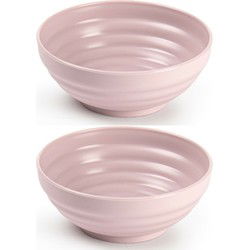 Set van 8x kommetjes/schaaltjes - Dessert/ontbijt - Kunststof - D13 cm - Oudroze - Kommetjes