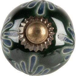 Clayre & Eef Deurknop Ø 3x3 cm Groen Keramiek