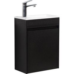 Badplaats Toiletmeubel Sinta 40 x 22 cm - Zwart - Fonteinmeubel met Witte Wastafel