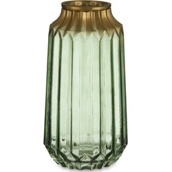 Bloemenvaas - luxe deco glas - groen transparant/goud - 13 x 23 cm - Vazen