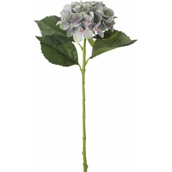 Mica Decorations Kunstbloem Hortensia tak - lichtblauw - 51 cm - losse steel - Kunst zijdebloemen - Kunstbloemen