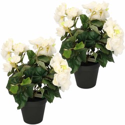 2x Kunstplant Begonia wit 30 cm - Kunstplanten