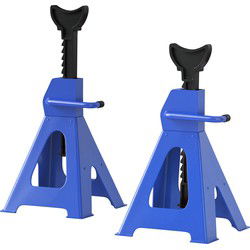 set 2 stuks Assteunen hoogteverstelbaar - autobok 3000 kg - 3 ton - Blauw