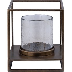 PTMD Windlicht Janik - 25x25x29 cm - Glas - Goud