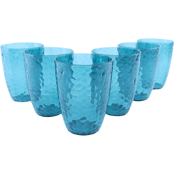 OTIX Kunststof Drinkglazen - Herbruikbaar - Set van 6 - Waterglas - Limonadeglazen - Blauw - 380ml - HARBOR