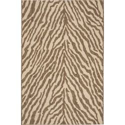 Safavieh Animal Print Zebra Indoor/Outdoor Geweven Gebiedsdeken, Beachhouse Collectie, BHS182, in Creme & Beige, 91 X 152 cm