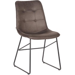 LABEL51 Eetkamerstoel Slim - Antraciet - Microfiber - Black Frame