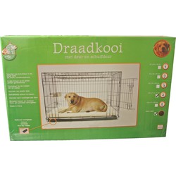 Draadkooi met deur en schuifdeur nr. 4 zwart 107x71x77 cm