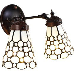 Lumilamp Wandlamp Tiffany Wit Bruin Glas