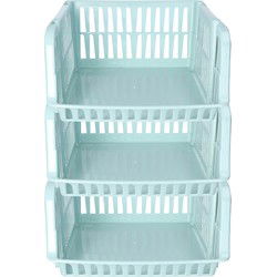 Plasticforte Stapelbare opbergmand - 3x - groen - 16L - 38 x 28 x 15cm - Opbergmanden