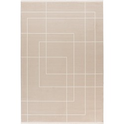 Basic Home Abstract Vloerkleed - Laagpolig Tapijt - Soft Touch - Effen - Beige- 200x290 CM