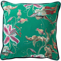 Dutch Decor FANNY - Kussenhoes 45x45 cm - bloemenpatroon - Emerald - groen - Dutch Decor