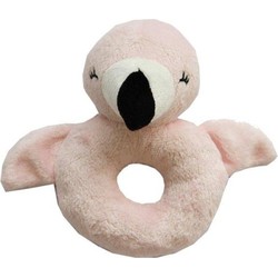 Dieren knuffel baby rammelaar flamingo 10 x 15 cm - Rammelaars