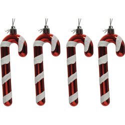12x Kerstboomversiering zuurstok ornamenten rood/wit 12 cm - Kersthangers