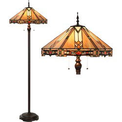Lumilamp Tiffany Vloerlamp Beige Glas